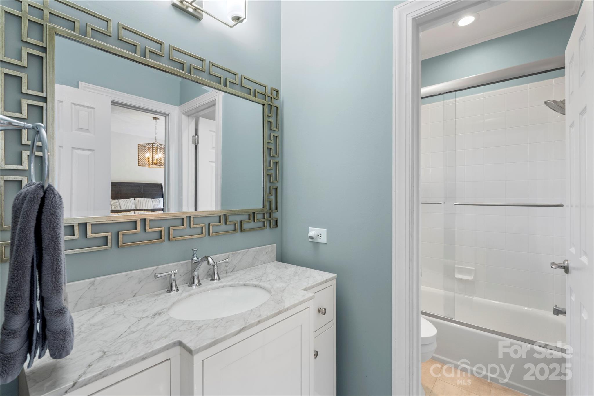 14654 Trading Path Way Charlotte, NC 28277 - Photo 37 of 48 a bathroom with a granite countertop sink and a mirror