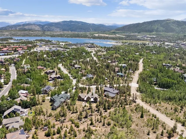an aerial view of a house with a garden