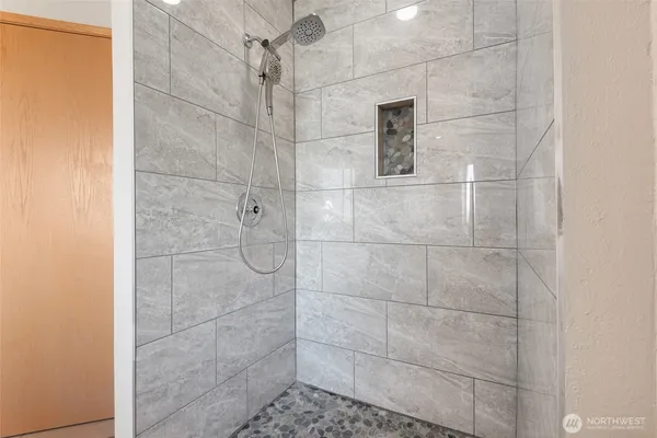 a bathroom with a shower
