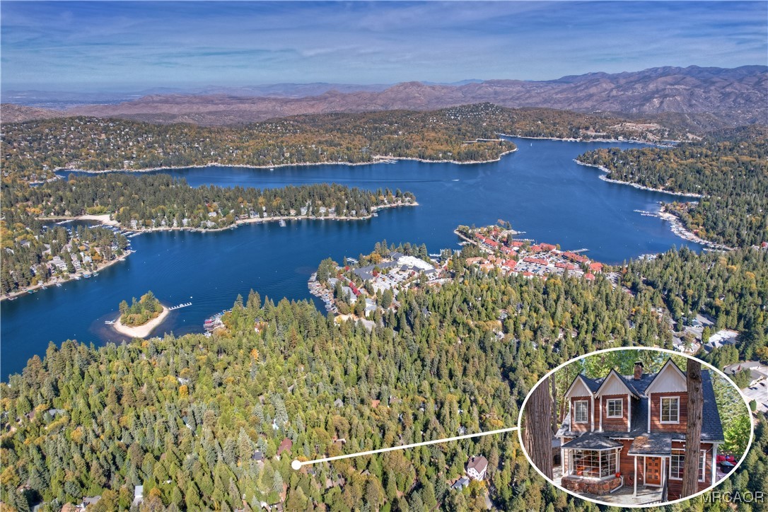 329 Summit Road Lake Arrowhead, CA 92352 - Photo 3 of 50 an aerial view of a house with a lake view
