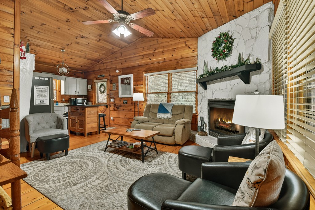 488 Joann Sisson Road Blue Ridge, GA 30513 - Photo 17 of 39 a living room with furniture and a fireplace