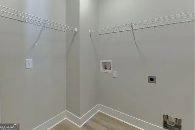 a view of a room with racks on the wall