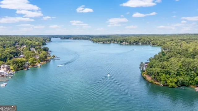 a view of a lake with outdoor space