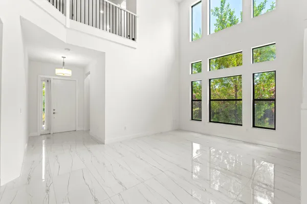 an empty room with windows
