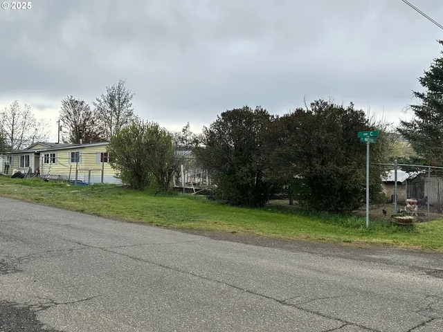 a view of a house with backyard and trees