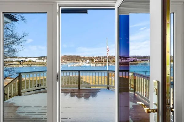 a view of a balcony from door