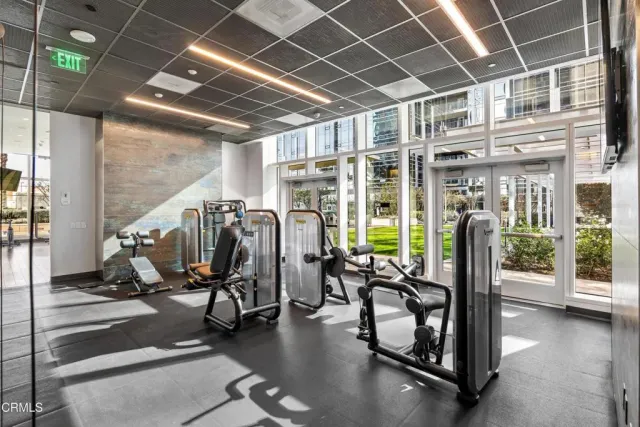 a view of a room with gym equipment