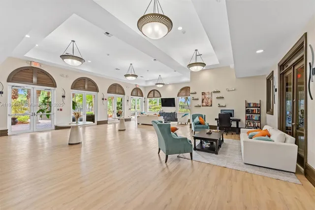 a view of swimming pool with outdoor seating