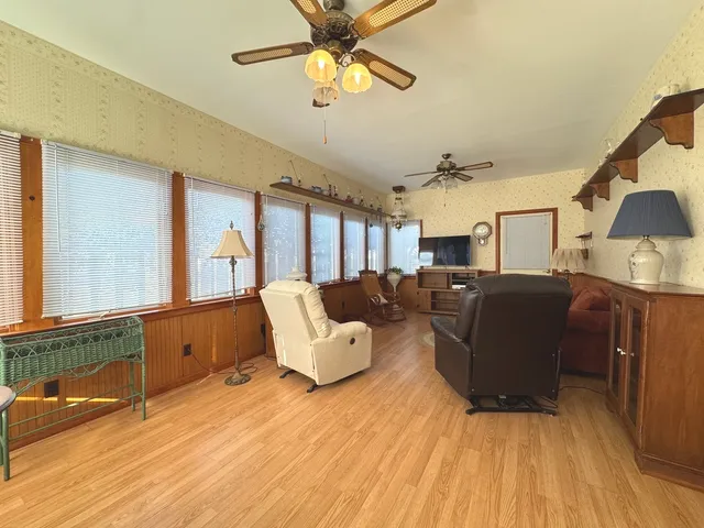 a living room with furniture