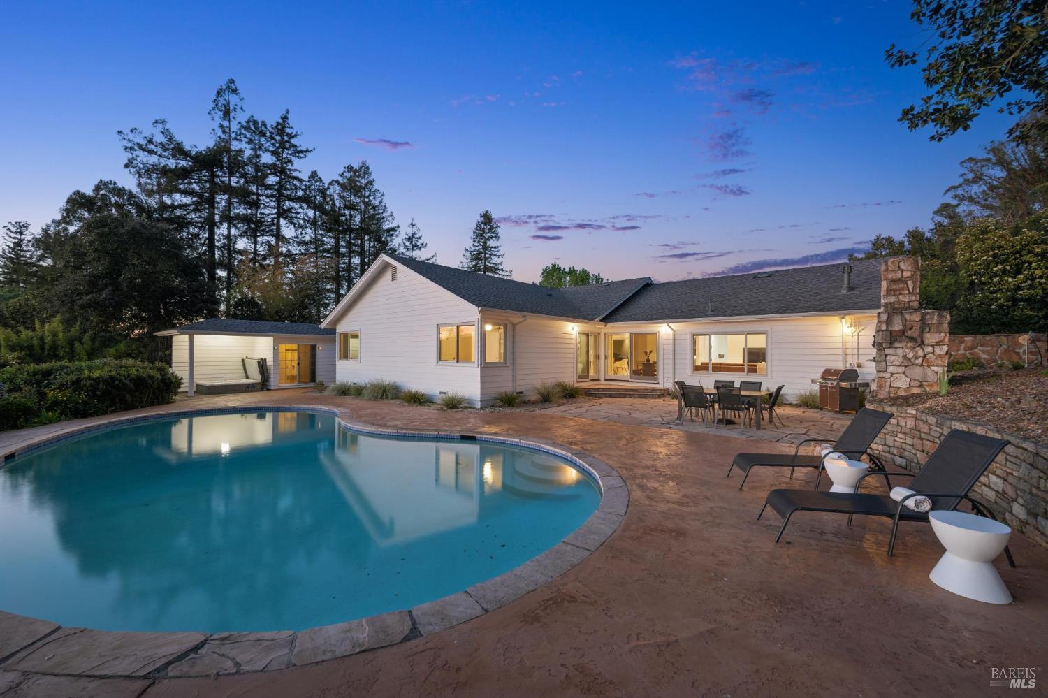 1236 North Fitch Mountain Road Healdsburg, CA 95448 - Photo 13 of 70 a view of a house with swimming pool and sitting area