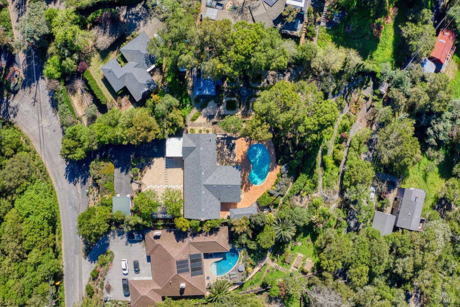 1236 North Fitch Mountain Road Healdsburg, CA 95448 - Photo 67 of 70 an aerial view of a house with a yard and garden