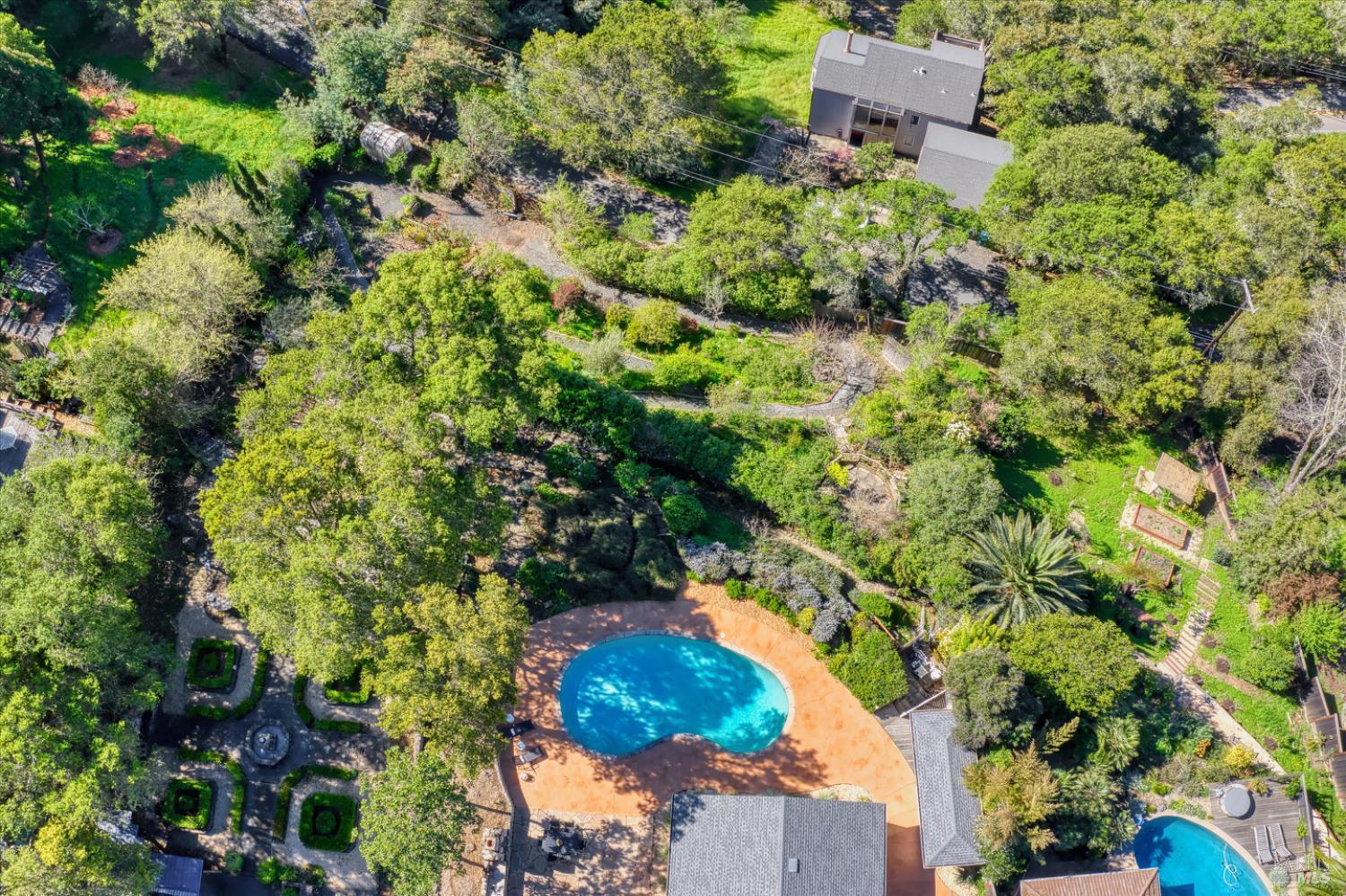 1236 North Fitch Mountain Road Healdsburg, CA 95448 - Photo 69 of 70 an aerial view of residential house with outdoor space and trees all around