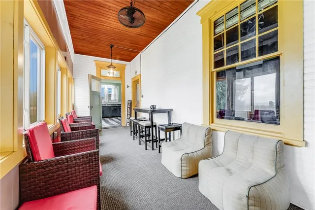 a living room with furniture