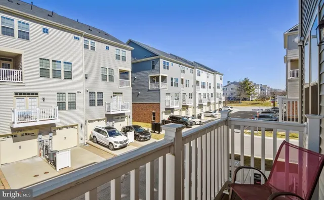 a view of a building from a balcony