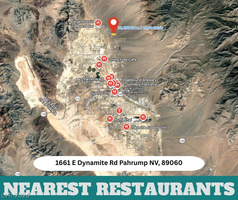 1661 Dynamite Road Pahrump, NV 89060 - Photo 9 of 13 Discover proximity to diverse dining options with this detailed map view.