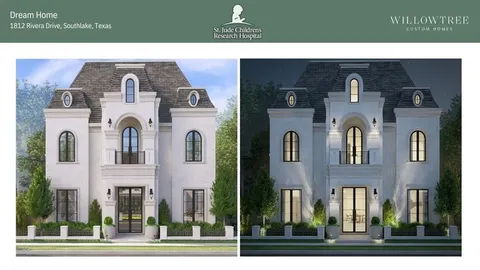 a view of a brick building next to a yard