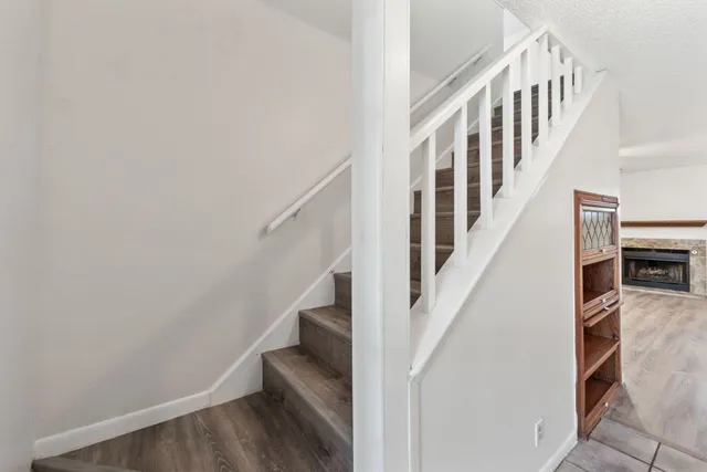 a view of entryway with wooden floor
