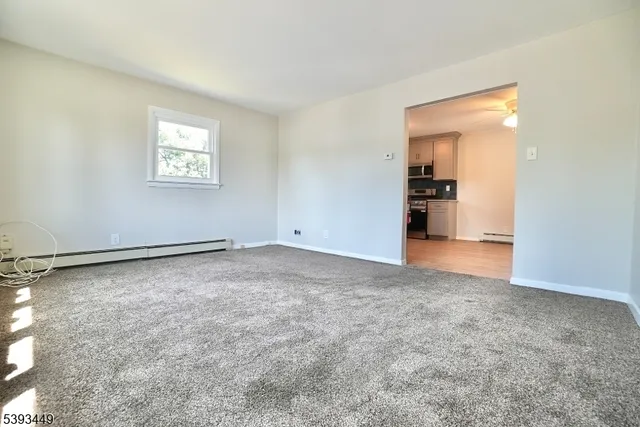 an empty room with a door