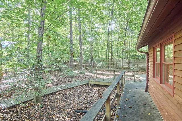 a view of a bench in a patio