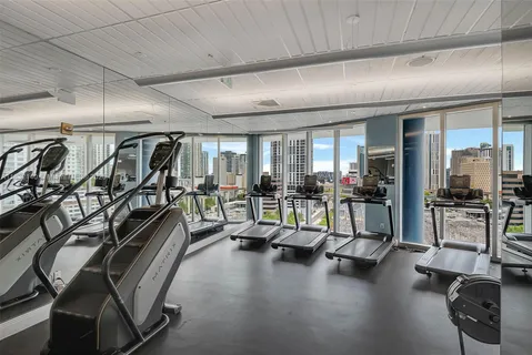 a view of a room with gym equipment