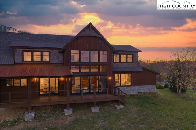 a view of sunset and mountains