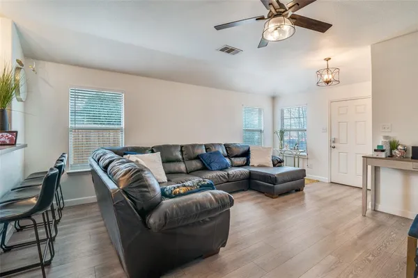 a living room with furniture