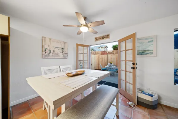 a workspace with furniture and window