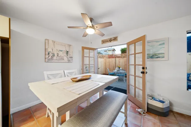 a workspace with furniture and window