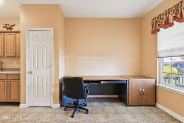 a view of a room with racks on the wall