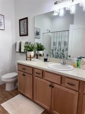 a bathroom with a toilet a sink and mirror