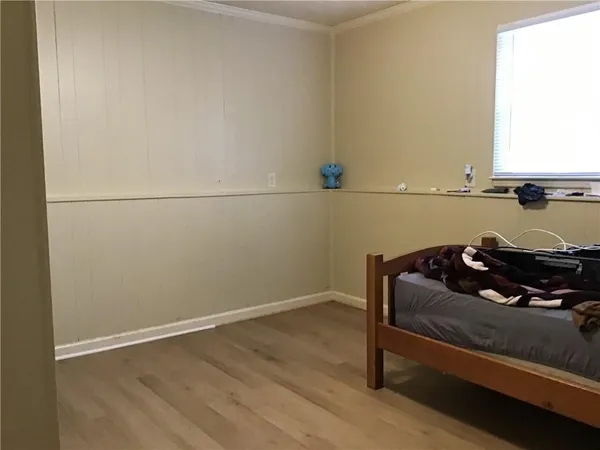 a room with a bed and a table