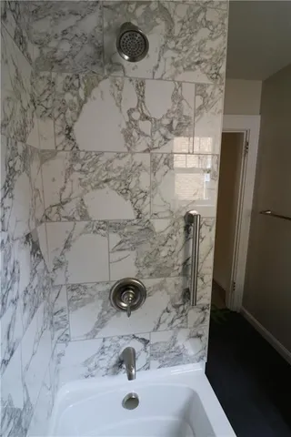 a bathroom with a sink and a shower