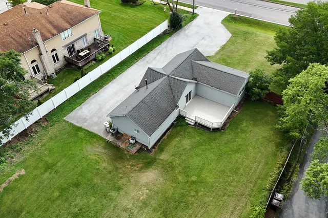 an aerial view of a house