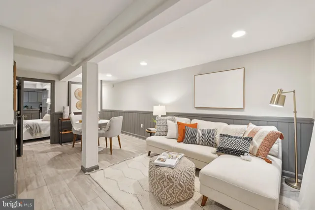 a living room with furniture and a couch