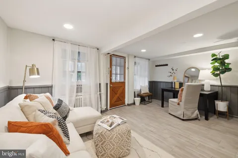 a bedroom with furniture and a bed