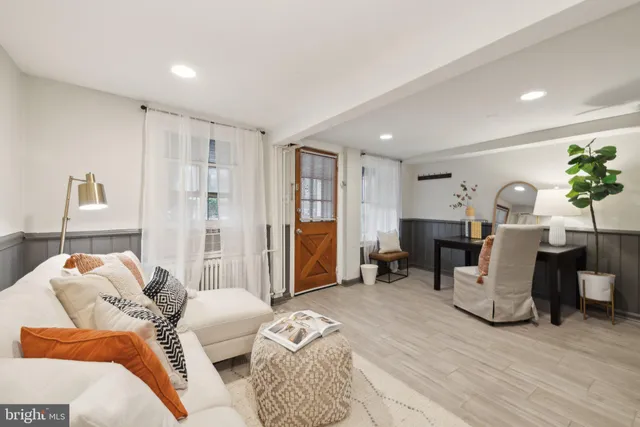 a bedroom with furniture and a bed