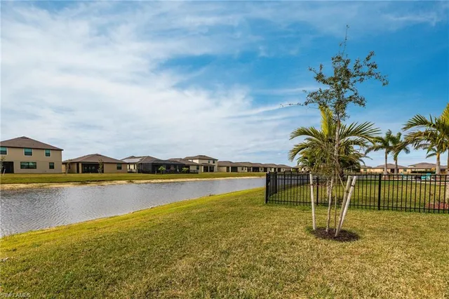 a view of a lake with a mountain in the background