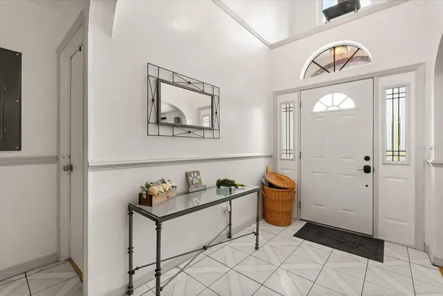 a view of a hallway with workspace