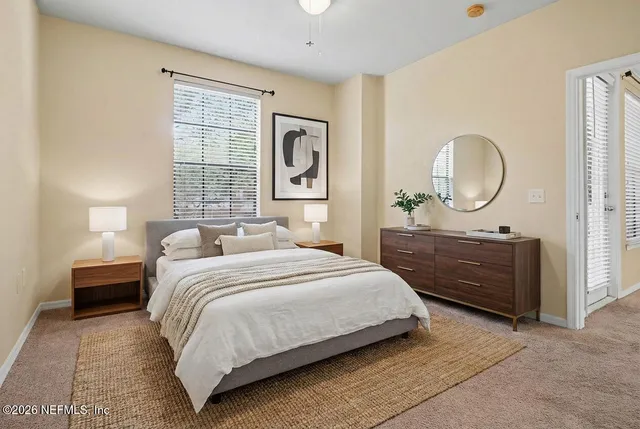 an empty room with windows