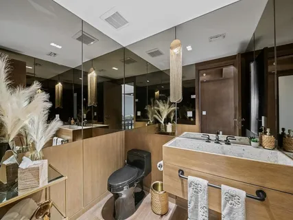 a view of a hallway with elevator