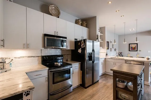 a front view of a building with street view