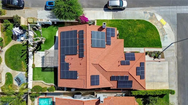 an aerial view of a house
