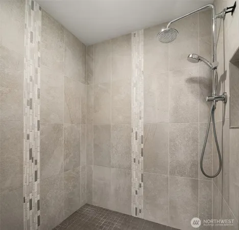 a bathroom with a bath tub