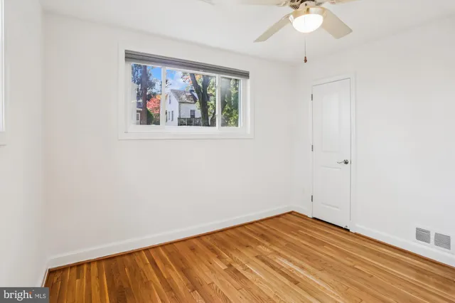 an empty room with a workspace