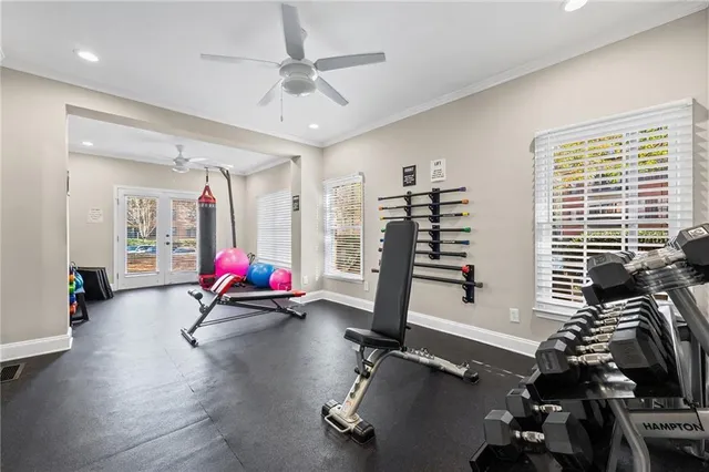 a view of a room with gym equipment