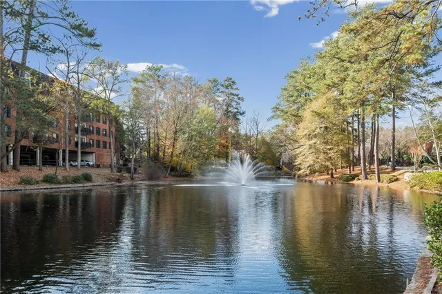 a view of a lake with houses