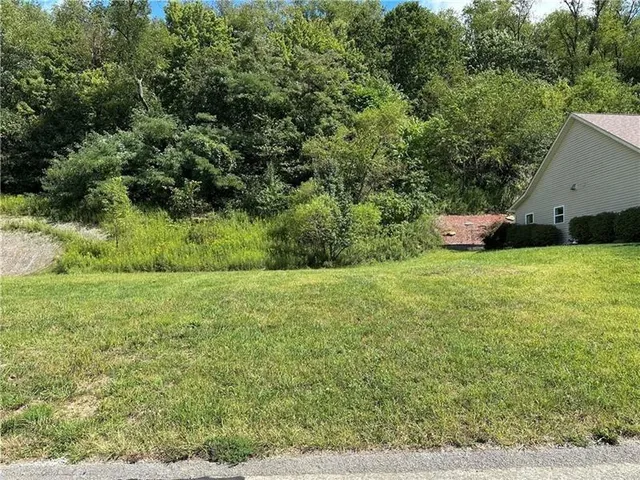 a view of a field of grass and trees