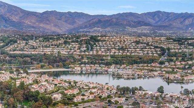 a view of a lake with a mountain
