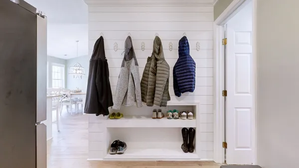 a view of towel hanging in the bathroom