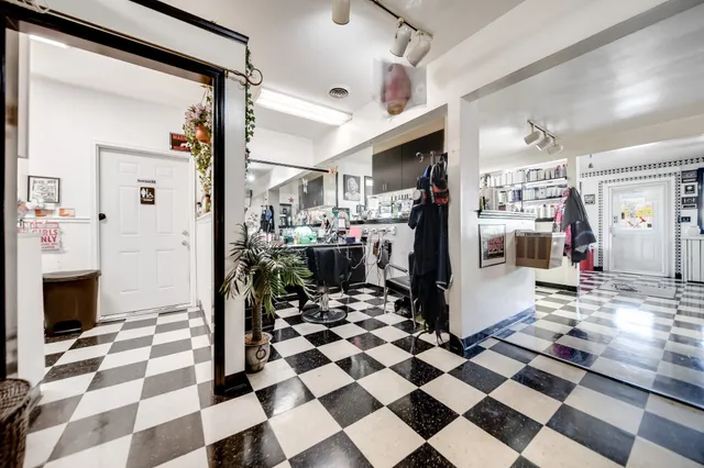 a view of a chairs and table in a room